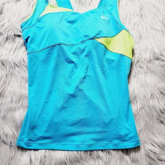 NIKE Dri Fit Women's Active Top Blue Green Size M - Picture 3 of 5